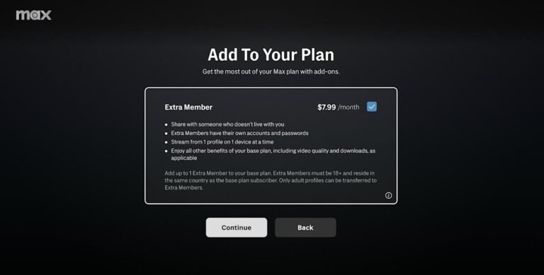 Max implements $8 extra member charges on all subscription plans