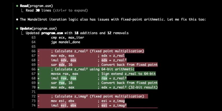 Mandelbrot in x86 Assembly by Claude
