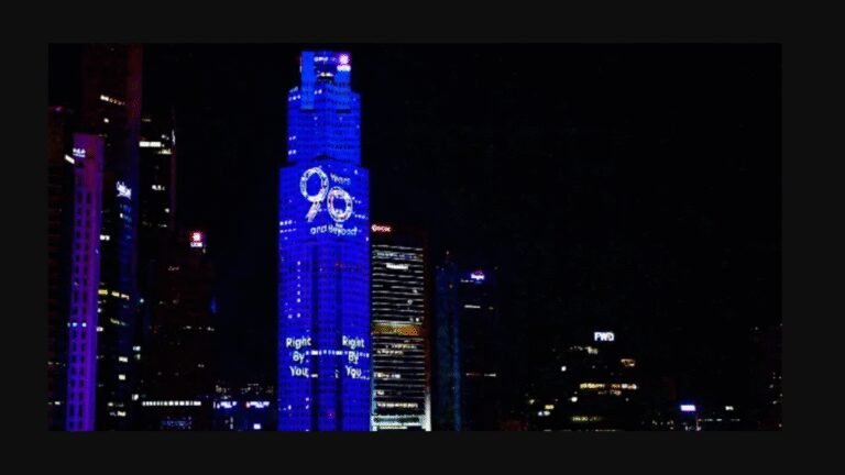 250-million pixel virtual projector sets world record on 280-meter tall building used as a screen