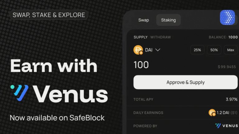 SafeBlock Integrates Venus Protocol, Making Seamless DeFi Staking Accessible to Everyone
