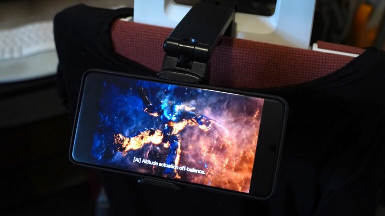 I always take this $12 phone mount on bus, plane, and train rides