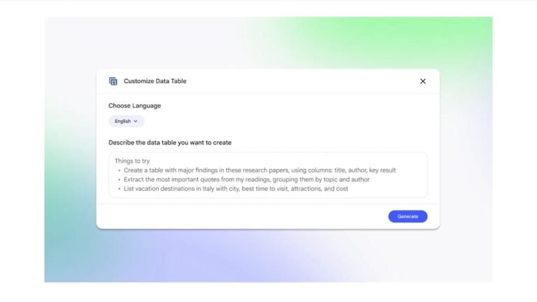 Google’s NotebookLM introduces Data Tables feature