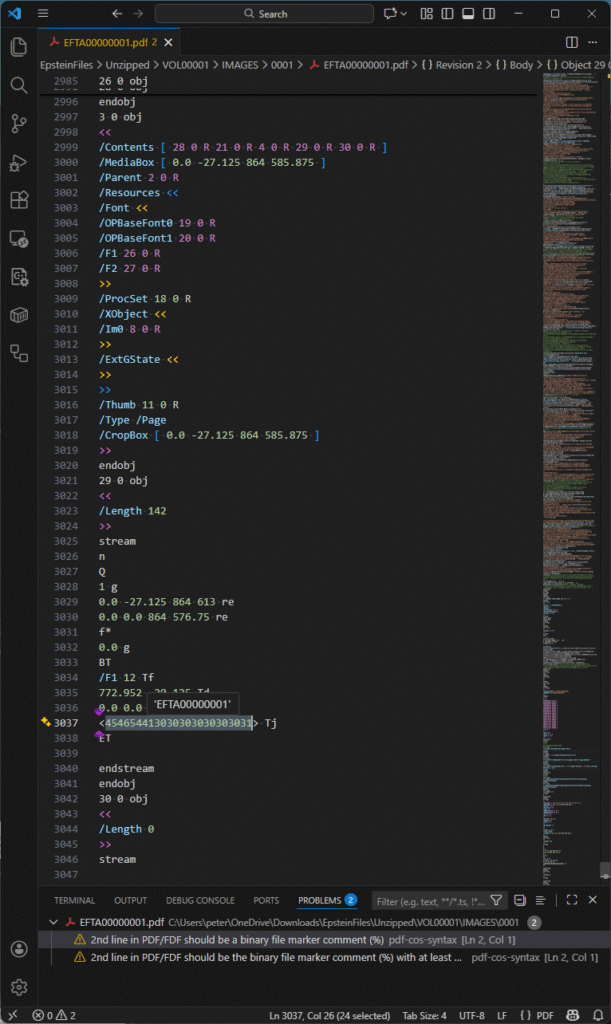 A case study in PDF forensics: The Epstein PDFs A case study in PDF forensics: The Epstein PDFs